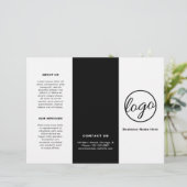 Papier Logo Noir Simple Moderne Entreprise Triple Brochur (Debout devant)