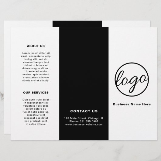 Papier Logo Noir Simple Moderne Entreprise Triple Brochur (Devant / Derrière)