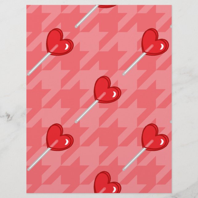 Papier lollipop coeur rose (Devant)