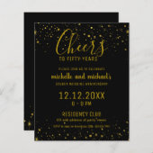 Papier L'Or Noir Brille À 50 Anniversaire D'Or (Devant / Derrière)