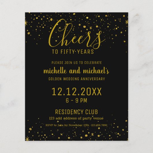 Papier L'Or Noir Brille À 50 Anniversaire D'Or (Devant)