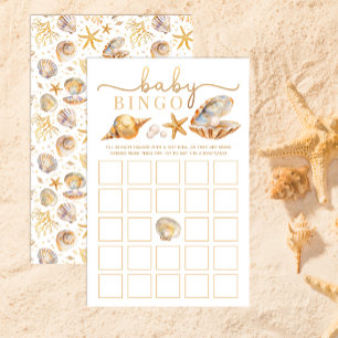 Papier Loto de Baby Shower à la petite perle de l'océan à