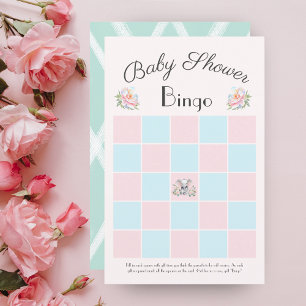 Papier Loto de Baby Shower Éléphant Bébé Pivoines & Ballo