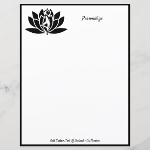 Papier Lotus Fleur Zen Yoga Noir & Blanc Personnaliser