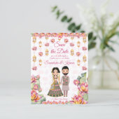 Papier Lotus lanterns Mariage indien enregistrer la date  (Debout devant)