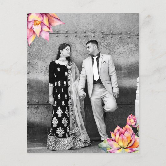 Papier Lotus lanterns Mariage indien enregistrer la date  (Dos)