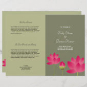 Papier Lotus rose rouge fleur moderne mariage vert (Devant / Derrière)