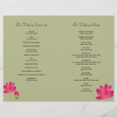 Papier Lotus rose rouge fleur moderne mariage vert (Dos)