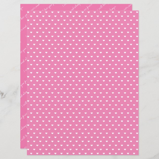 Papier Love Always & Forever Pink Heart Scrapbook Paper (Devant / Derrière)