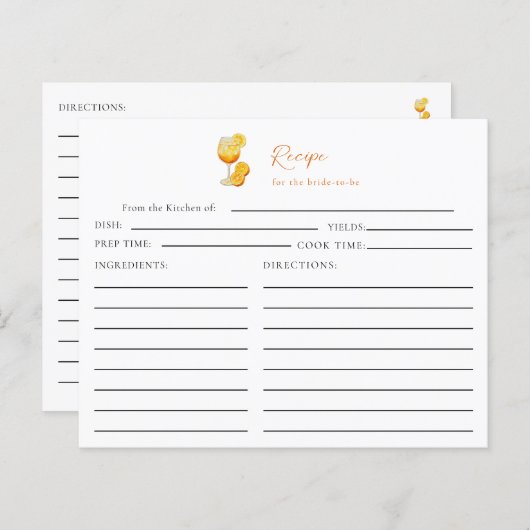 Papier Love at First Spritz Fête des mariées Recette Oran (Devant / Derrière)