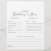 Papier Love Fancy Script Baby Predictions & Conseils Cart (Devant)