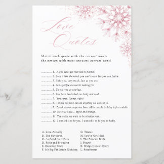 Papier Love Quotes Game Pink Snow in Love Bridal Shower