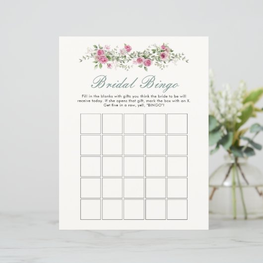 Papier Love Shack Fiance Fleurs de mariage Bingo jeu (Debout devant)