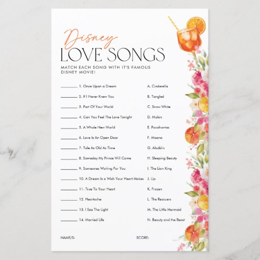 Papier Love Song Game Spritz Bridal Shower (Devant)