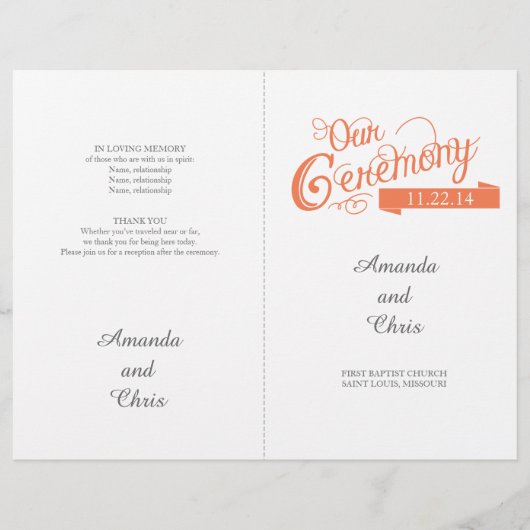 Papier Love Story Wedding Program Circulaire (Devant)