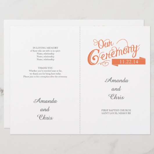 Papier Love Story Wedding Program Circulaire (Devant / Derrière)