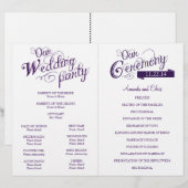 Papier Love Story Wedding Program Flyer-Purple (Devant / Derrière)