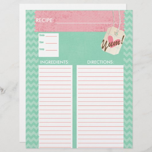 Papier Lovin' De L'Insertion De Recette Du Four (Devant / Derrière)