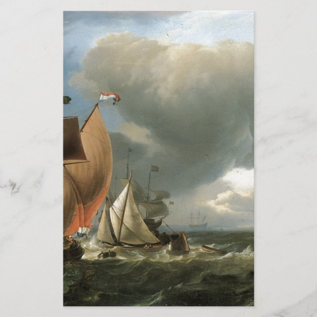 Papier Ludolf Bakhuizen Une puce Wijdschip (Devant)