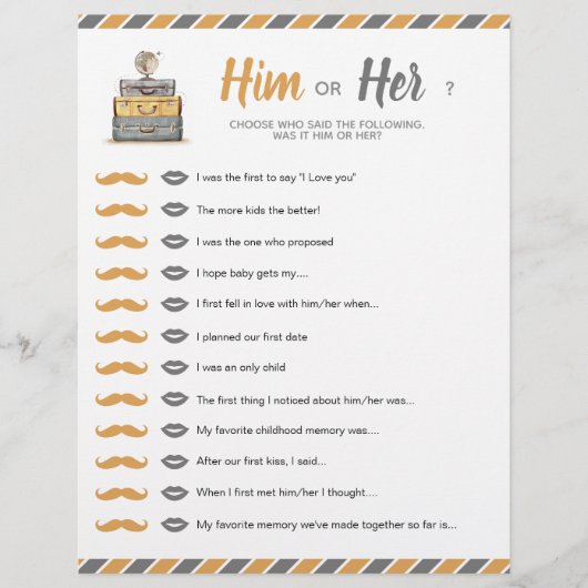 Papier Lui ou son thème de voyage Jeu de douche (Devant)