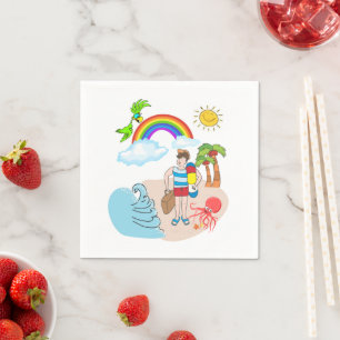 Papier luiers, Beach Fun Octopus Servet