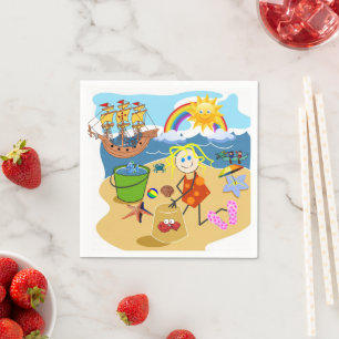 Papier-luiers, Beach Sun Rainbow Napkins Servet