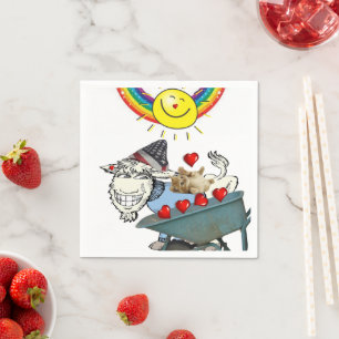 Papier luiers, geit Kitten Red Hearts-regenboog Servet