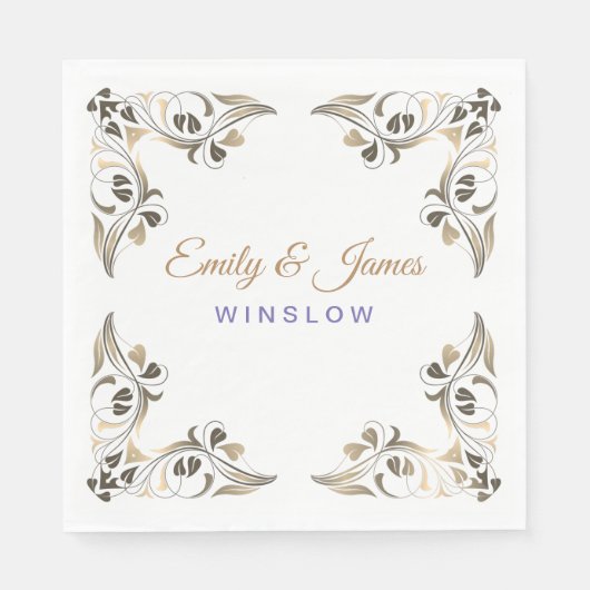 Papier-luiers-gouden Fancy ledergrenzen Servet (Voorkant)