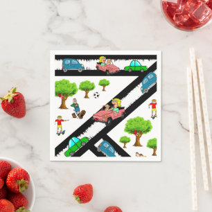 Papier luiers, Park Trees Cars Dog Napkins Servet