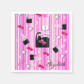 Papier luiers, roze strippink lipstick servet (Voorkant)