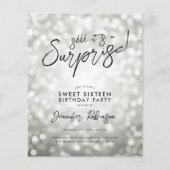 Papier Lumière Argent Photo Surprise Sweet 16 Invitations (Devant)