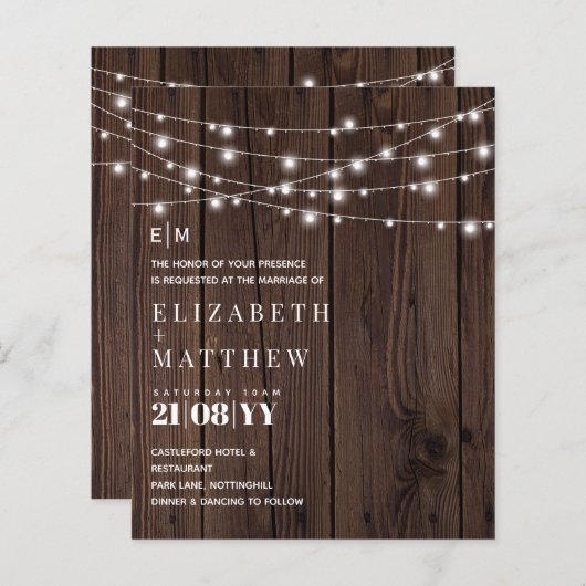 Papier Lumières de Chaînes en Bois Rustique de Budget Inv (Devant / Derrière)