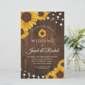 Papier Lumières de tournesol rustique sur Faire-part de m (Debout devant)