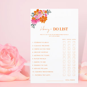 Papier Lumineux Floral Honey Do Liste Fête des mariées Je