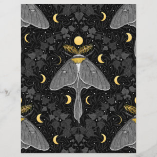 Papier Luna moth, phases de lune et lierre damassé patron