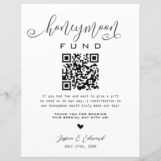 Papier Lune de miel Qr Code Black Chic Modern Minimal (Devant)