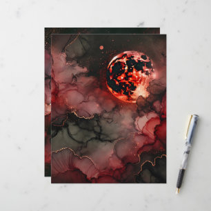 Papier Lune de sang lune lueur Halloween Encre d'alcool s