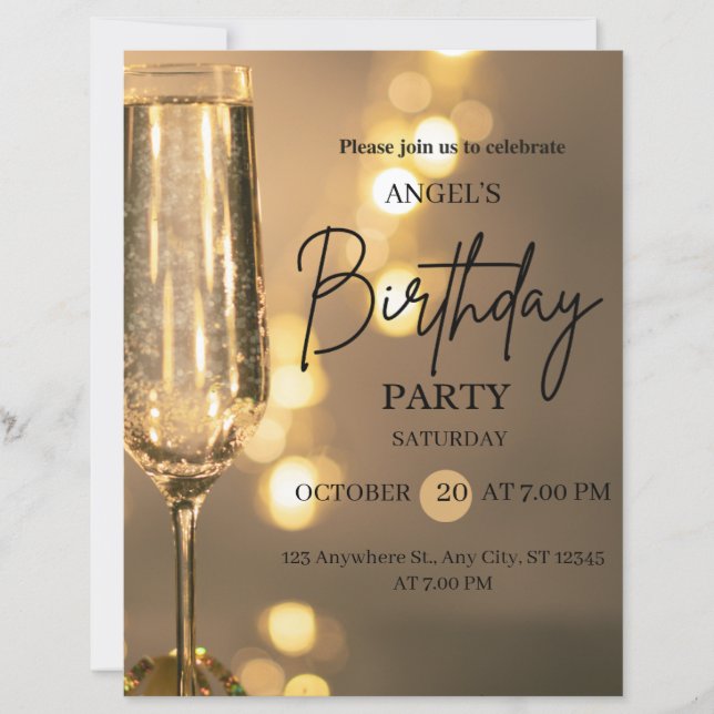 Papier Luxury Gold Lights Birthday Invitation (Devant)