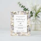 Papier Lys blancs faire-part de mariage floral argenté (Debout devant)