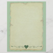 Papier Lys de la Vallée, Coeurs, Vieux Papier, turquoise (Dos)