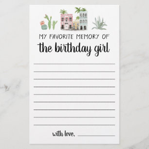Papier Ma Mémoire Préférée De La Fille D'Anniversaire