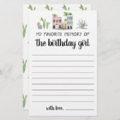 Papier Ma Mémoire Préférée De La Fille D'Anniversaire (Devant / Derrière)