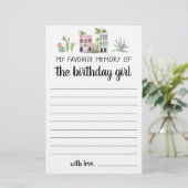 Papier Ma Mémoire Préférée De La Fille D'Anniversaire (Debout devant)