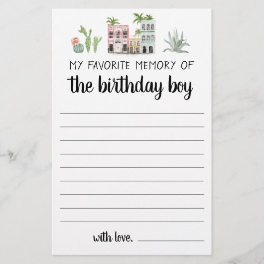 Papier Ma Mémoire Préférée Du Garçon D'Anniversaire (Devant)