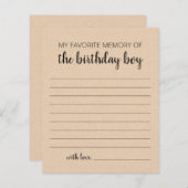 Papier Ma Mémoire Préférée Du Garçon D'Anniversaire (Devant / Derrière)