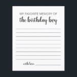 Papier Ma Mémoire Préférée Du Garçon D'Anniversaire<br><div class="desc">Achetez ce jeu et profitez de la haute qualité My Favorite Memory Of The Birthday Boy Game pour votre événement! Design noir et blanc.</div>