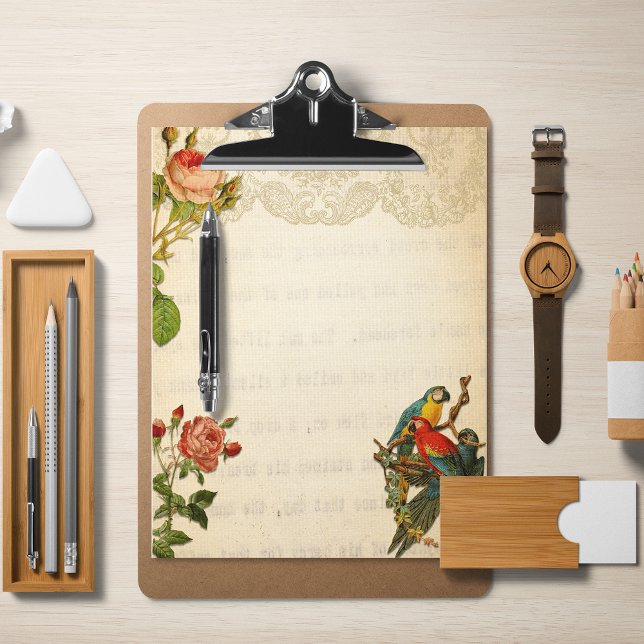 Papier Macaws vintages Et Roses (Créateur téléchargé)