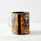 Papier Mache Halloween Chat Mug (Devant gauche)