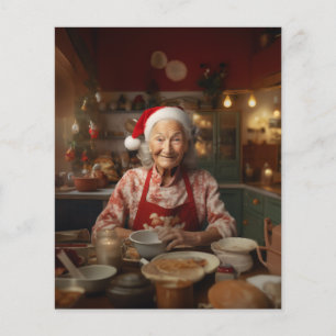 Papier Madame Santa prépare un gâteau
