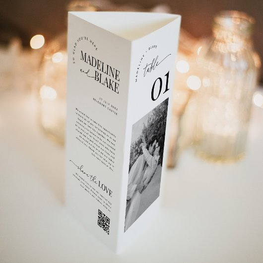 Papier MADDIE Trifold Table Numbers, Photo and QR Code